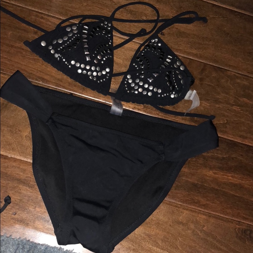 Victoria Secret Black Embellished Bikini Swimsuit